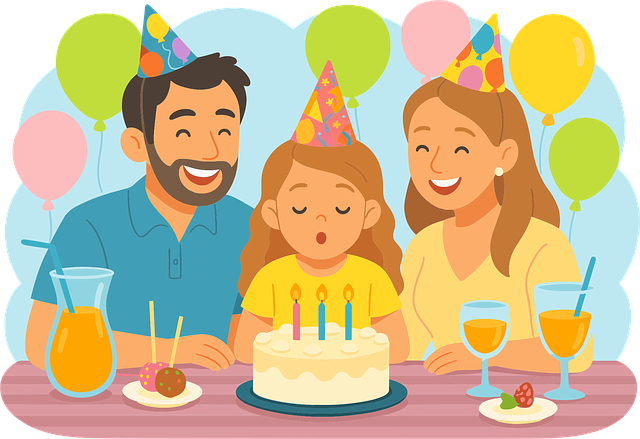Free holiday girl parents illustration