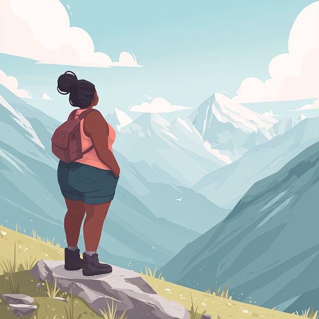 Free ai generated woman mountain illustration