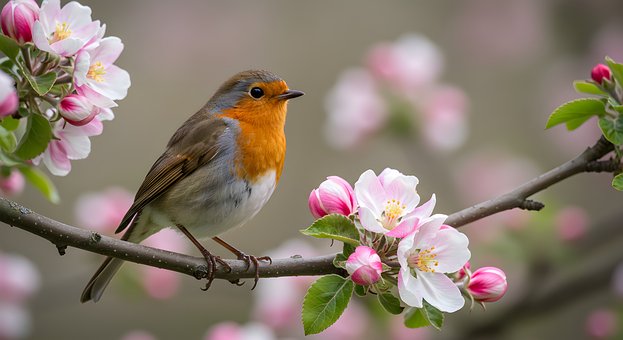 Vogel, Bloemen, De Lente, Natuur, Bloom