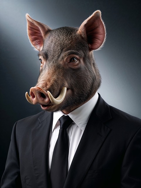 Ai Generované, Divočák, Oblek, Zvíře
