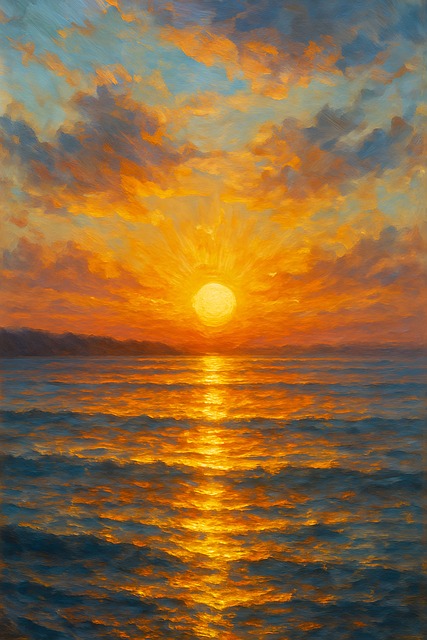 Free ai generated sunrise sea illustration