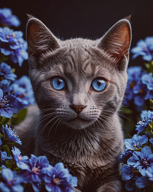 Free ai generated cat flowers illustration