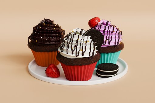 Comida, Doce, Muffin, Padaria, Creme
