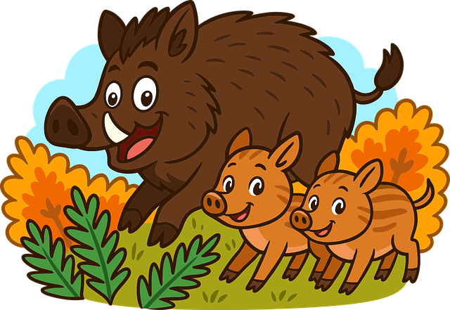 Eber, Ferkel, Tiere, Wald, Natur