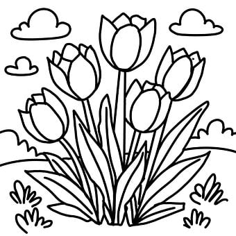 Skitse, Omrids, Blomster, Planter
