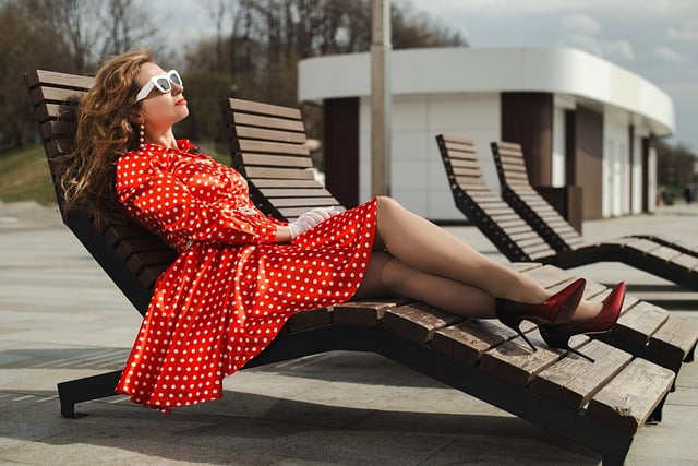 Download free HD stock image of Woman Polka-Dot Dress Free Woman Polka-Dot Dress photo and picture