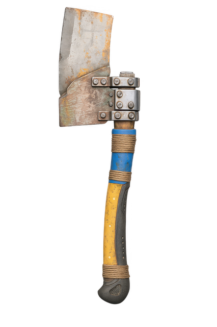 Free ai generated post-apocalyptic scrap axe illustration