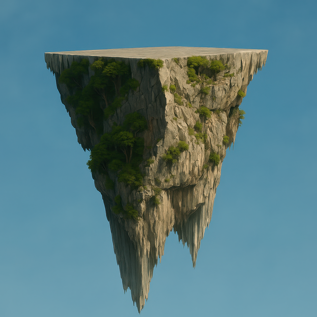 Free ai generated floating island rocky island illustration