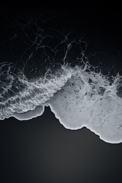 Free ai generated ocean waves black and white ocean illustration