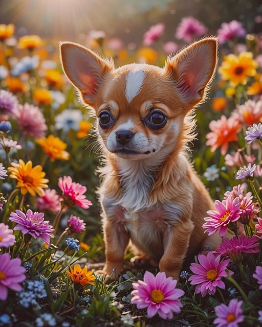 Ai Gerado, Cachorro, Flores, Primavera