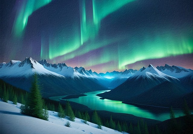 Free aurora borealis night nature illustration