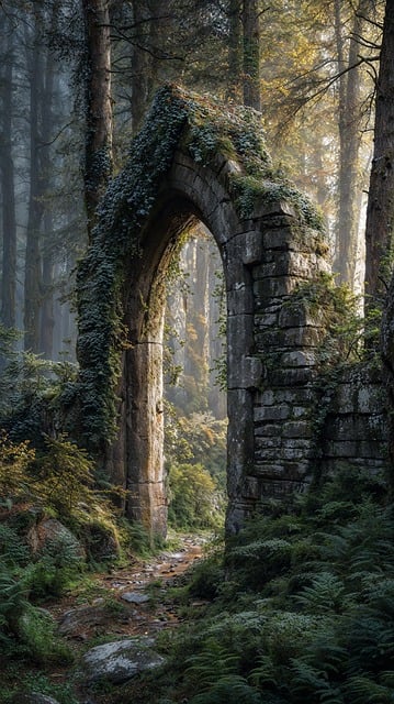 Free ai generated mobile wallpaper ruin illustration
