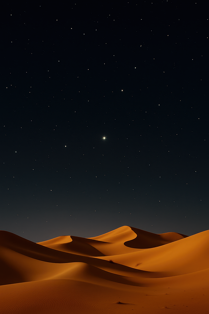 Free ai generated desert dunes starry night illustration