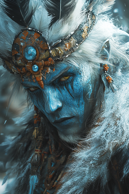 Free shaman blue man illustration