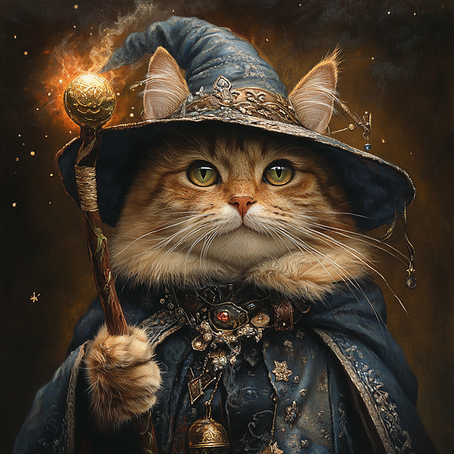 Free ai generated cat wizard illustration