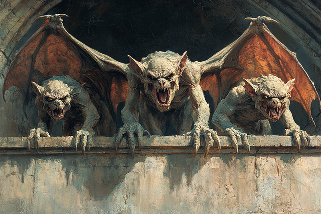 Download free HD stock image of Gargoyles Fierce Free gargoyles fierce fantasy illustration