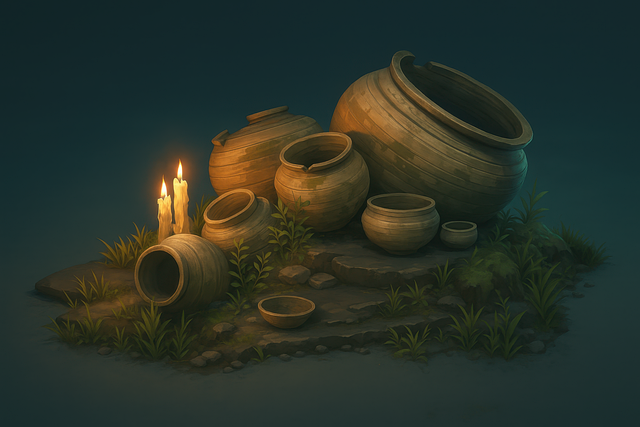 Free ai generated ancient pots clay jars illustration