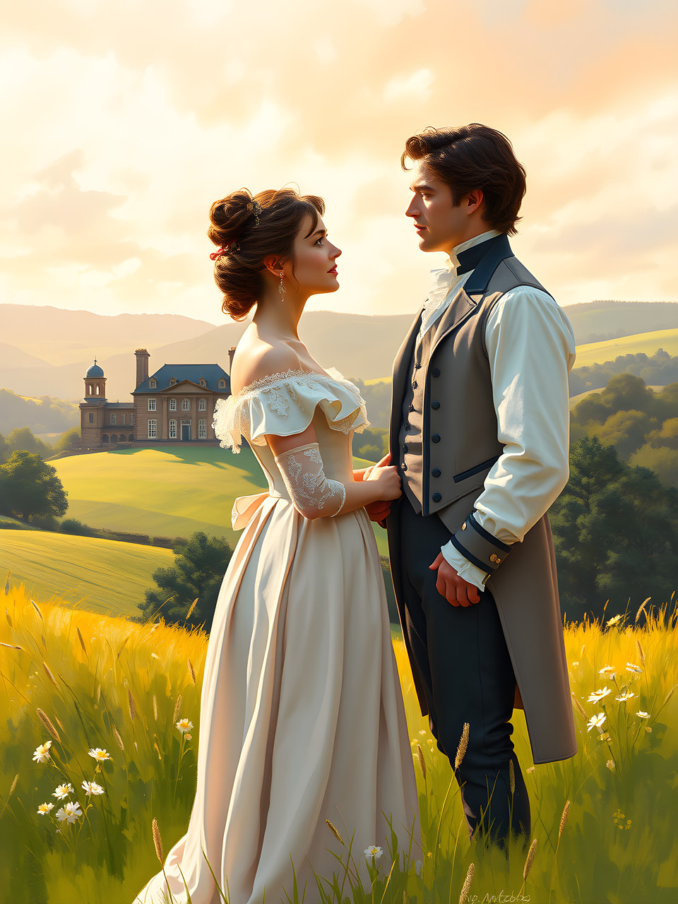 Download Regency, Couple, Landscape. Royalty-Free Stock Illustration ...