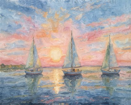 Malen, Sonnenuntergang, Segeln
