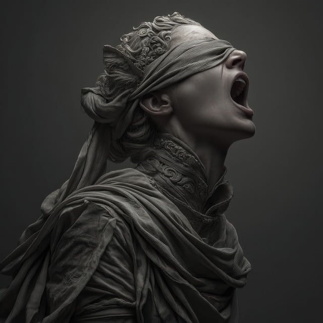 Free blindfolded scream statue illustration