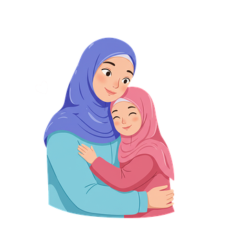 Ai Generiert, Mutter, Tochter, Hijab