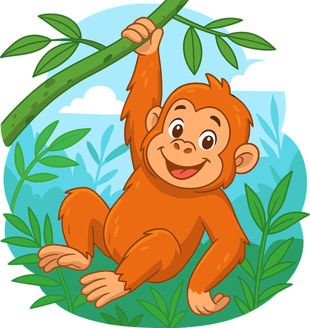Free monkey jungle nature illustration