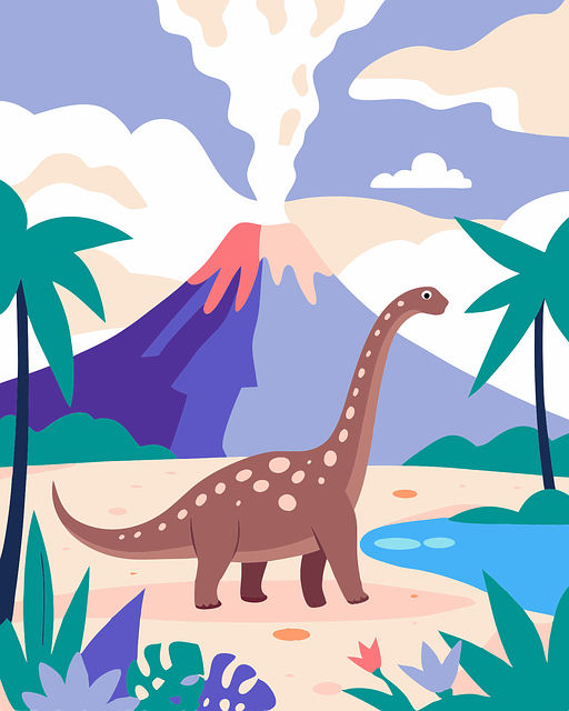 Free dinosaur volcano eruption vector