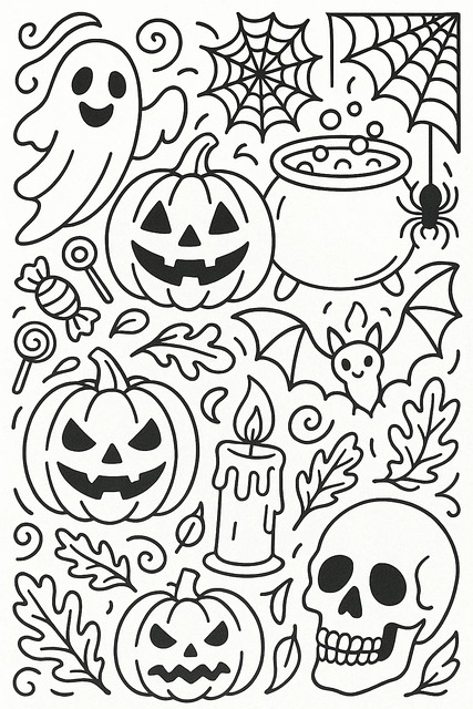 Free coloring page halloween spooky season illustration