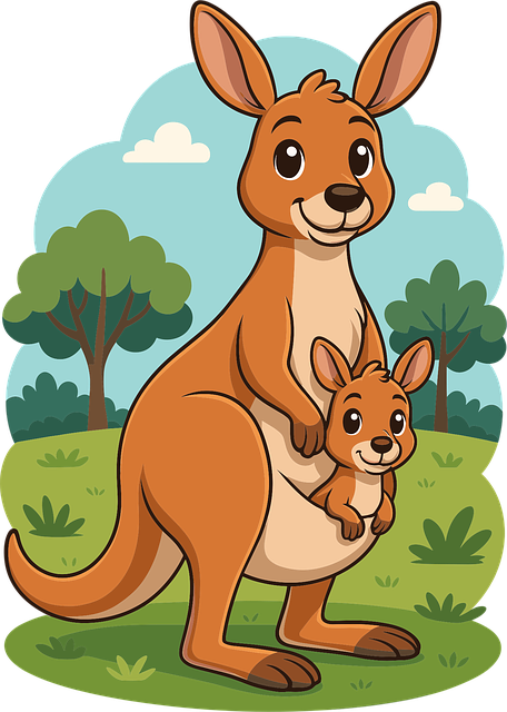 Free kangaroo mother kangaroo baby kangaroo vector