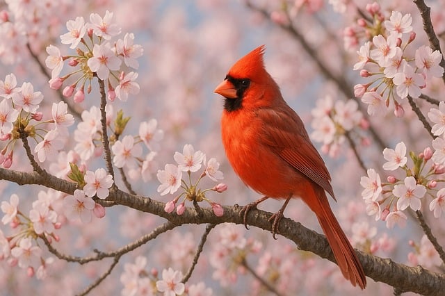 Free cardinal blossom cherry illustration