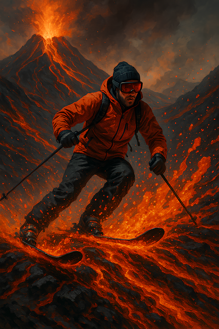 Free skiing lava dangerous illustration