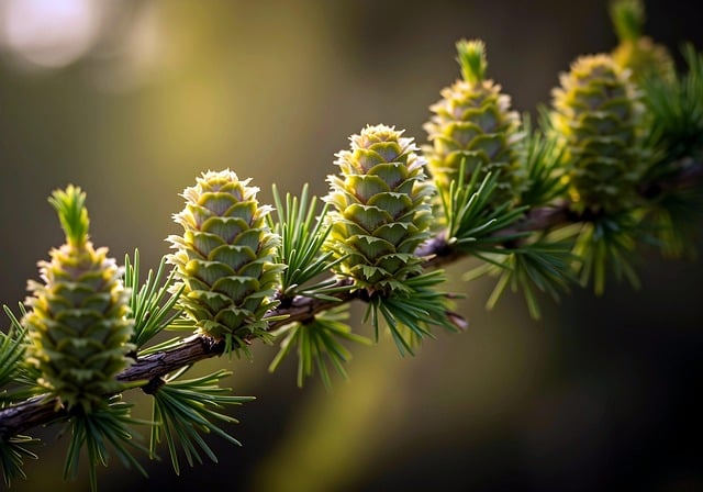 Free larch cones sprig illustration