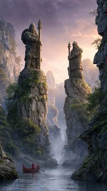 Free mobile wallpaper statues colossal statues illustration
