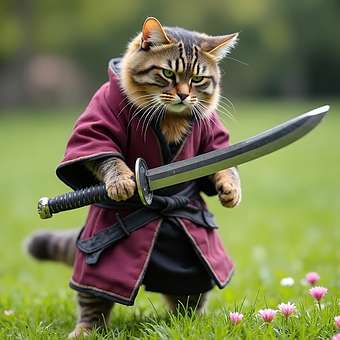 Free Cat Samurai illustration and picture