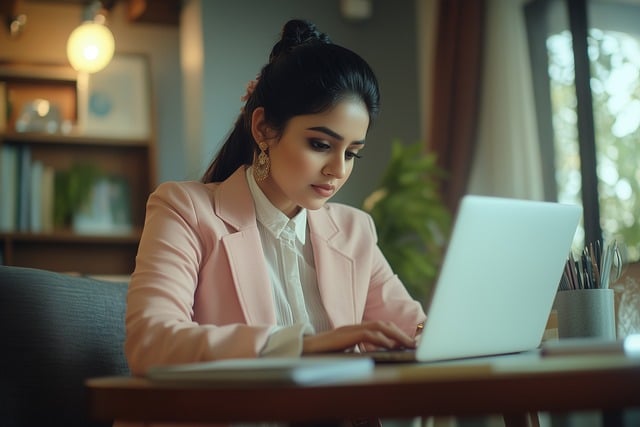 Free ai generated woman work from home illustration
