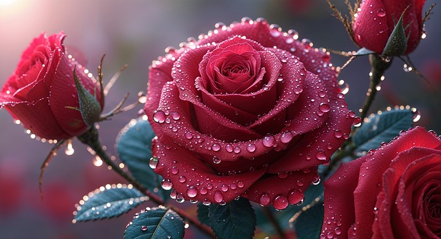 Free ai generated flowers dew illustration