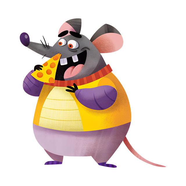 Free ai generated cartoon rat rat with cheese illustration