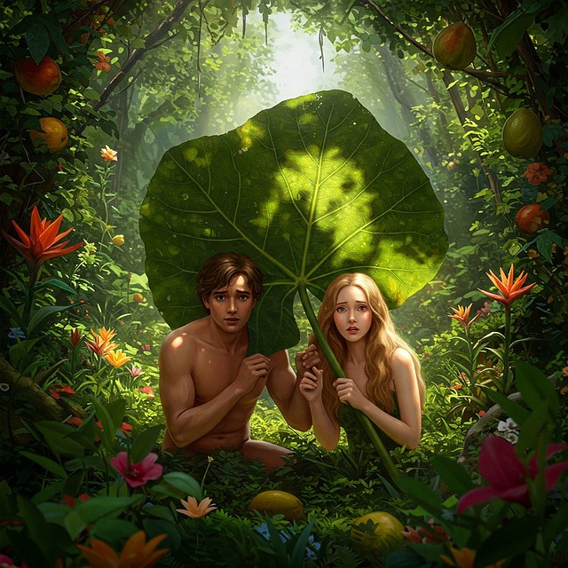 Free ai generated adam and eve genesis illustration