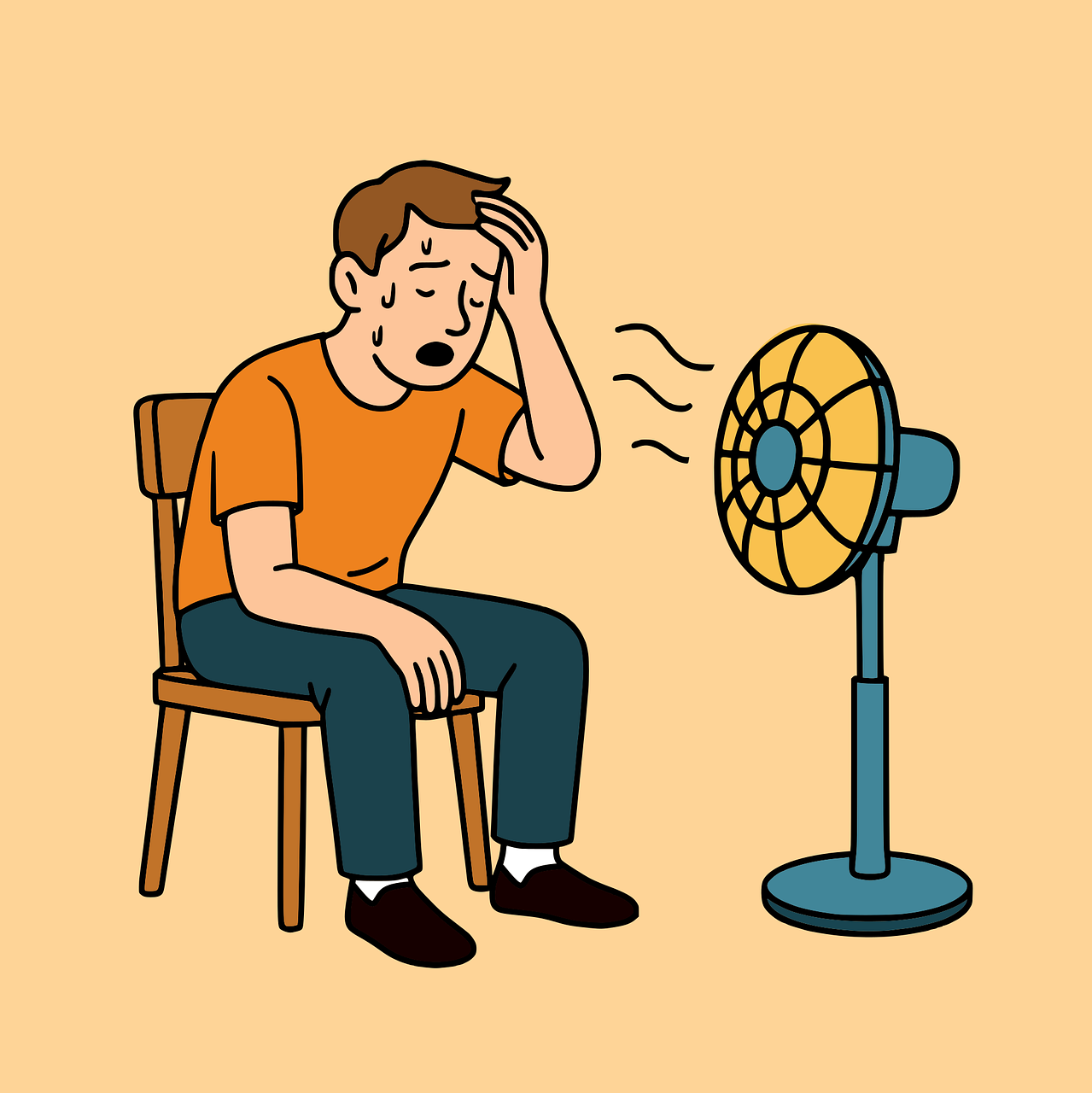 sweating hot clipart