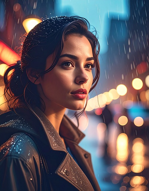 Free woman rain nature illustration