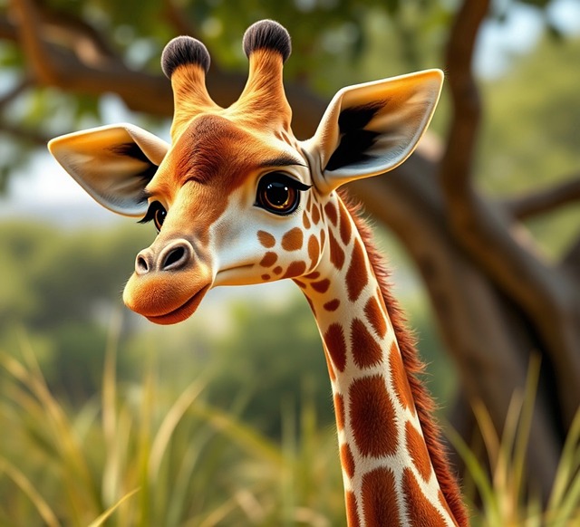 Free ai generated giraffe nature illustration