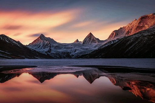 Natur, Berg, Berge, Sonnenuntergang, See