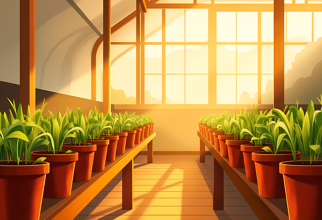 Free ai generated greenhouse plants illustration