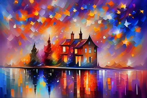 Free Haus Am See Digital Painting illustration and picture