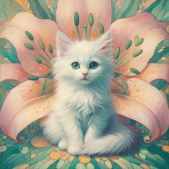 Ai Genereret, Kat, Blomst, Feline