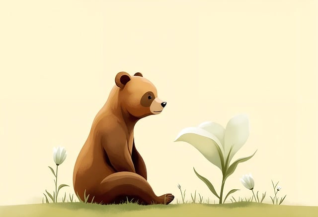 Free ai generated bear flower illustration