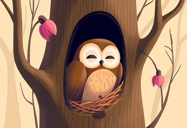 Free owl sleeping nature illustration