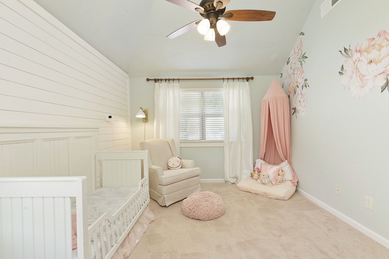 Neutral toned modern nursery interior design UK