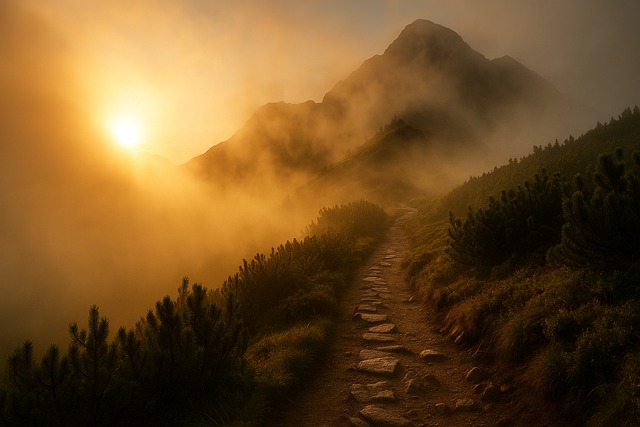 Free ai generated tatra mountains sunrise illustration