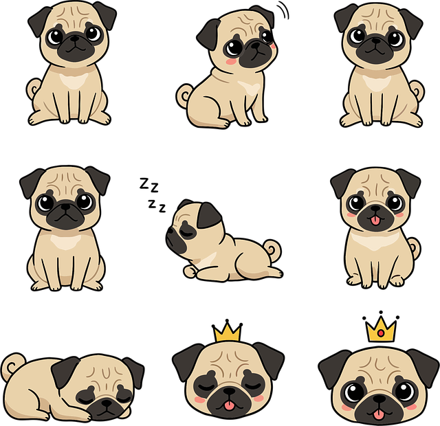 Free pug cute dog cartoon dog vector